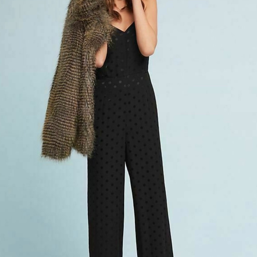 Anthropologie Black Polka Dot Jumpsuit - 6